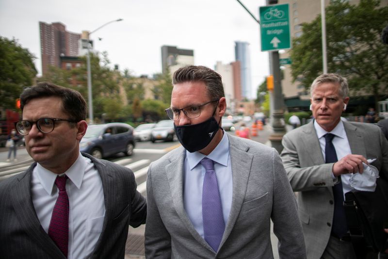 FILE PHOTO: Trevor Milton, founder and former-CEO of Nikola Corp., exits court in New York City